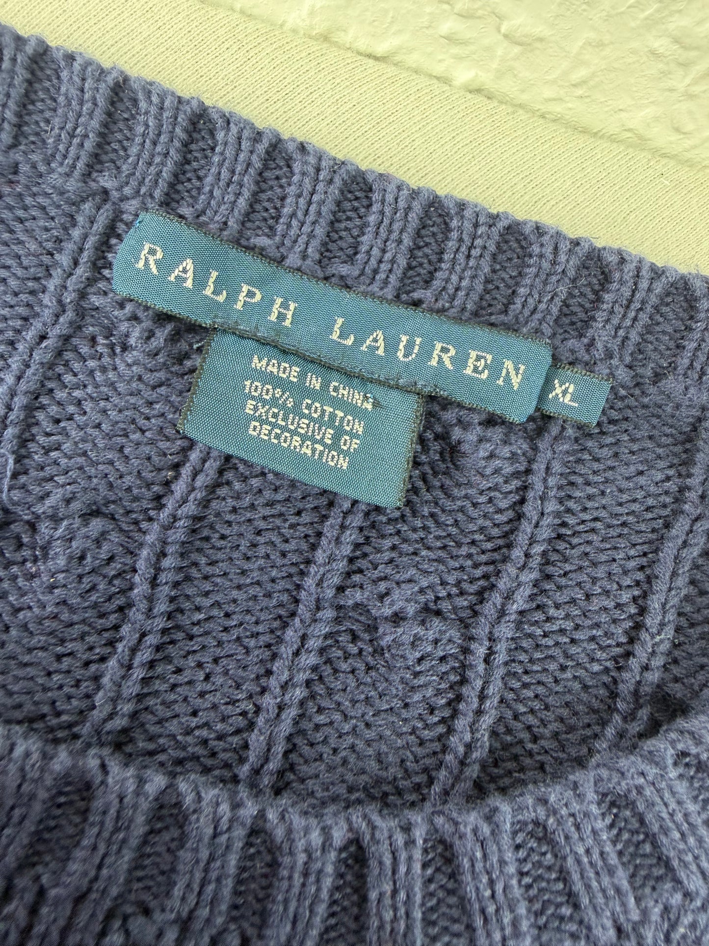 Ralph Lauren Cable-Knit Sweater — Navy (XL)