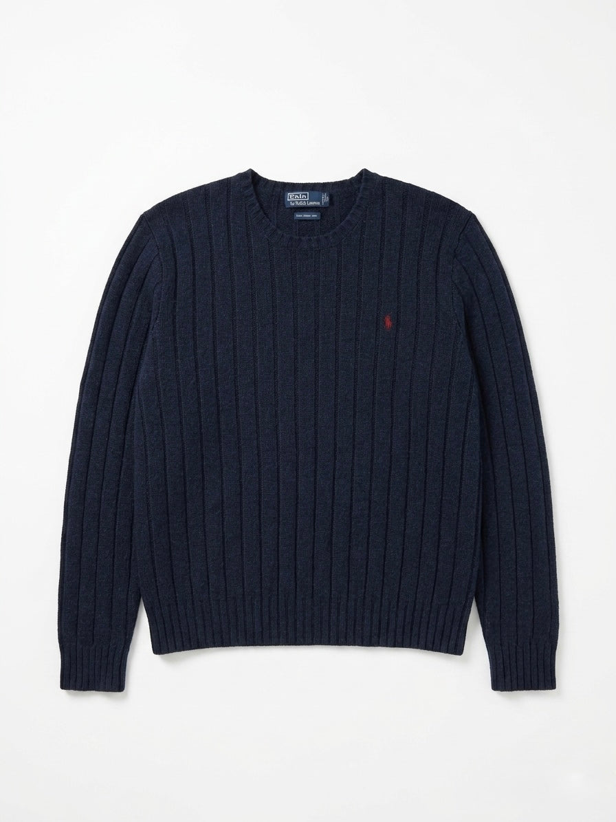 Polo Ralph Lauren Lambswool Cable-Knit Sweater — Navy (XL)