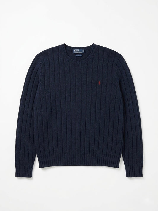 Polo Ralph Lauren Lambswool Cable-Knit Sweater — Navy (XL)