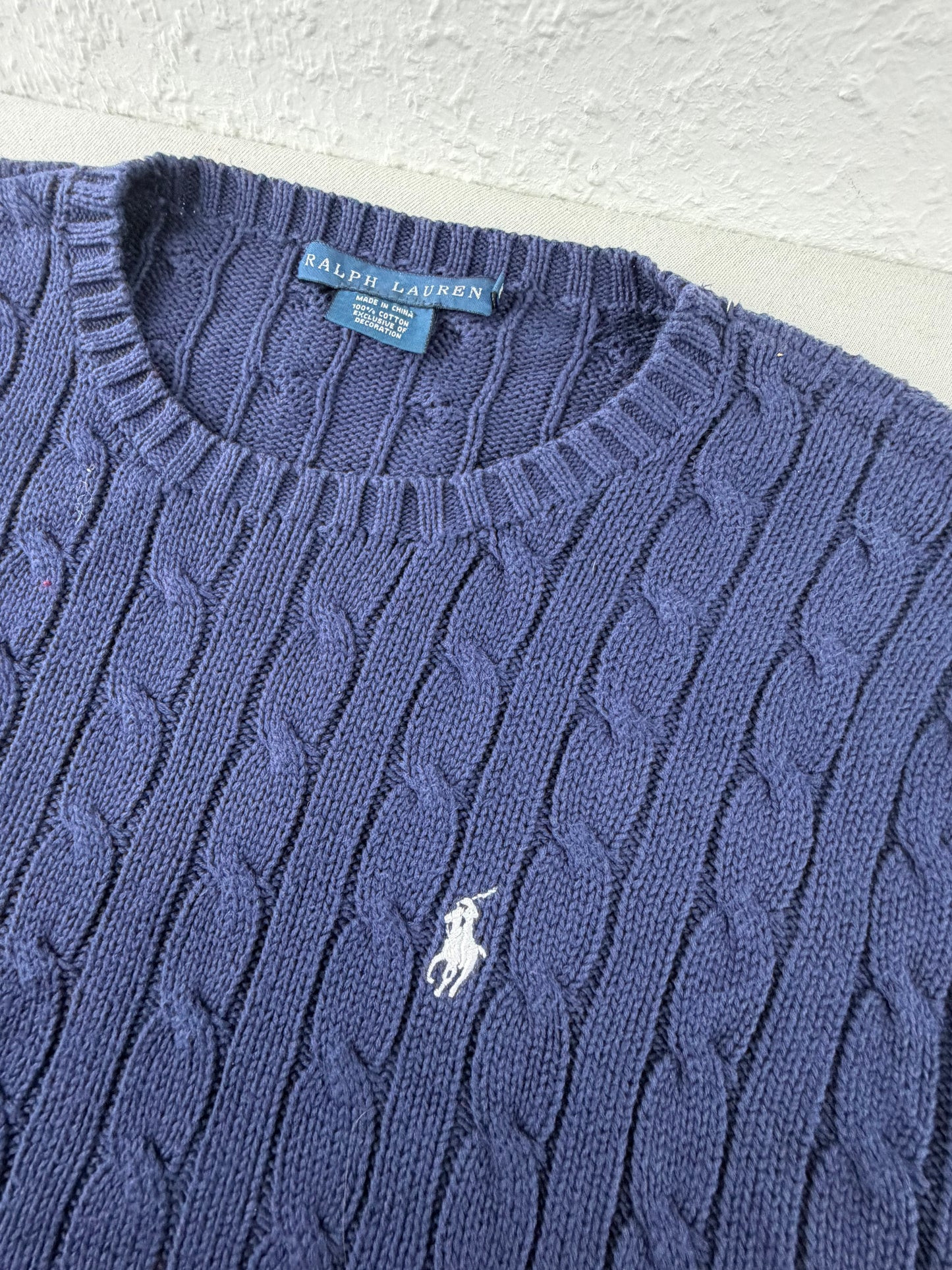 Ralph Lauren Cable-Knit Sweater — Navy (XL)