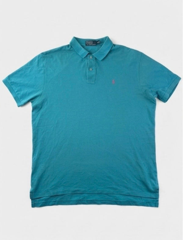 Polo Ralph Lauren Polo türkis teal pink Pony Logo vintage Größe XL