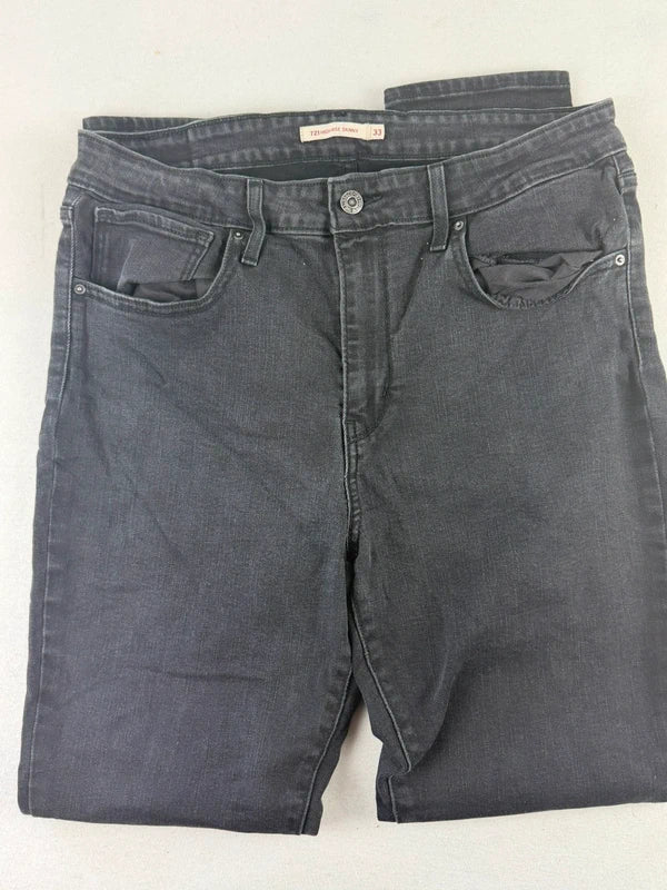 Levi's 721 High Rise Skinny Jeans | W33 L30 | Schwarz / Waschung | Wie neu