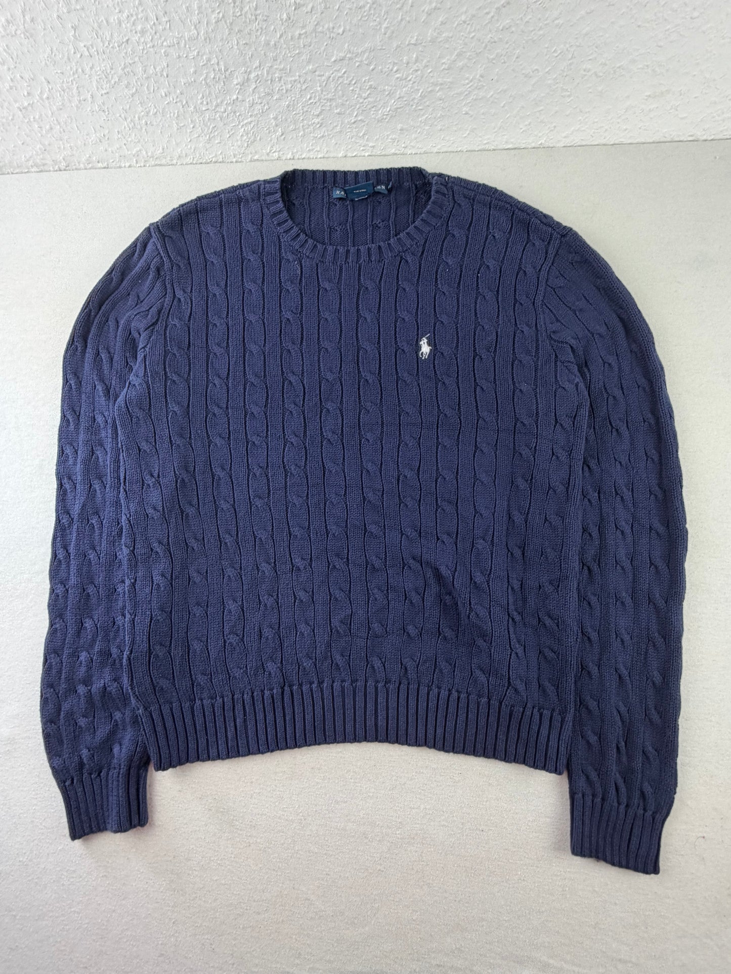 Ralph Lauren Cable-Knit Sweater — Navy (XL)