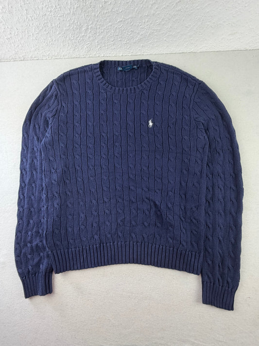 Ralph Lauren Cable-Knit Sweater — Navy (XL)